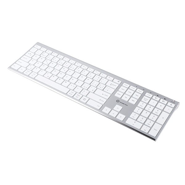Powerton UltraSlim, Klawiatura CZ/SK, Multi-Device typ 2.4 GHz Dongle + Dual Bluetooth, bezprzewodowa, srebrna