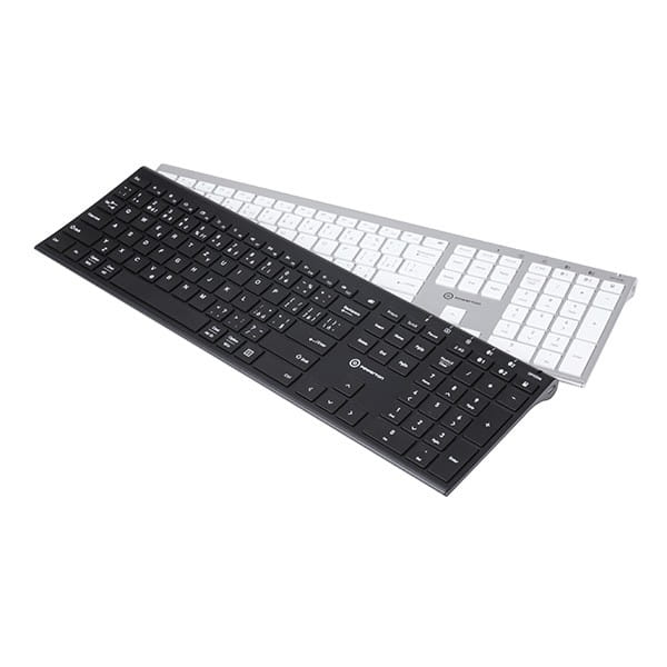 Powerton UltraSlim, Klawiatura CZ/SK, Multi-Device typ 2.4 GHz Dongle + Dual Bluetooth, bezprzewodowa, srebrna