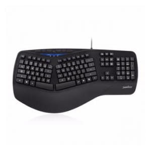 Klawiatura przewodowa Perixx PERIBOARD 312 Backlit, Podświetlana, Ergonomic, 2x hub USB, czarna