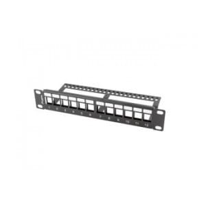 Patch panel pusty Lanberg 12 port 1U 10" z organizerem do modułów keystone czarny