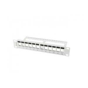 Patch panel pusty Lanberg 12 port 1U 10" z organizerem do modułów keystone szary