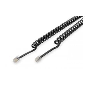 Kabel połączeniowy DIGITUS spiralny do słuchawek telefonicznych RJ10/RJ10 M/M czarny 2m