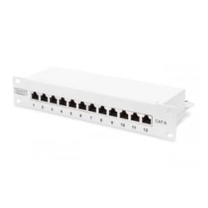 Patch panel DIGITUS 10" 12-portów RJ-45 Kat.6 ekranowany 1U kompletny LSA, wspornik kablowy, szary