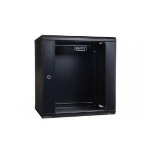 Szafa wisząca jednosekcyjna DIGITUS 19" 12U 635/600/450mm drzwi szklane czarna (RAL 9004) niezmontowana