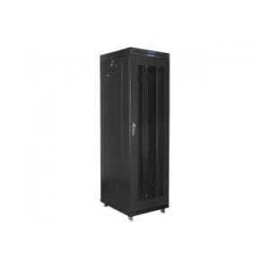 Szafa instalacyjna Rack stojąca 19" 42U 600x800 czarna drzwi perforowane LCD Lanberg (flat pack)