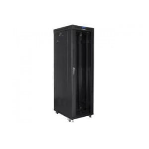 Szafa instalacyjna Rack stojąca 19" 42U 600x1000 czarna drzwi szklane LCD Lanberg (flat pack)