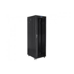 Szafa instalacyjna Rack stojąca 19" 42U 800x800 czarna drzwi szklane LCD Lanberg (flat pack)