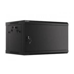 Szafa instalacyjna Rack wisząca 19" 6U 600x450 czarna drzwi metalowe Lanberg (flat pack)