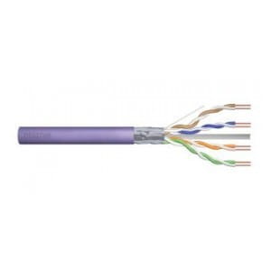 Kabel teleinformatyczny instalacyjny DIGITUS kat.6, F/UTP, Dca, drut, AWG 23/1, LSOH, 50m, fioletowy, ofoliowany