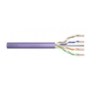 Kabel teleinformatyczny instalacyjny DIGITUS kat.6, U/UTP, B2ca, drut, AWG 23/1, LSOH, 100m, fioletowy, ofoliowany