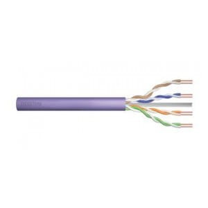 Kabel teleinformatyczny instalacyjny DIGITUS kat.6, U/UTP, Dca, drut, AWG 23/1, LSOH, 100m, fioletowy, ofoliowany