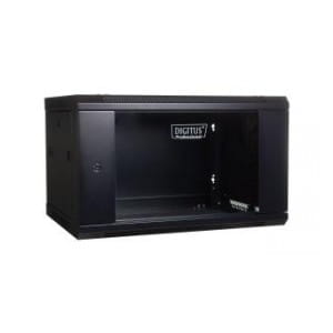 Szafa wisząca jednosekcyjna DIGITUS 19" 4U 279/600/450mm drzwi szklane czarna (RAL 9004) niezmontowana