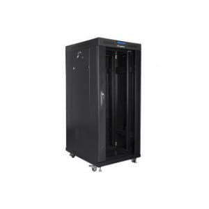 Szafa instalacyjna Rack stojąca 19" 27U 800x1000 czarna drzwi szklane LCD Lanberg (flat pack)