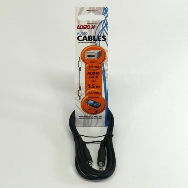 Kabel Jack (3,5mm) M- Jack (3,5mm) M, 1.5m, czarna, Logo