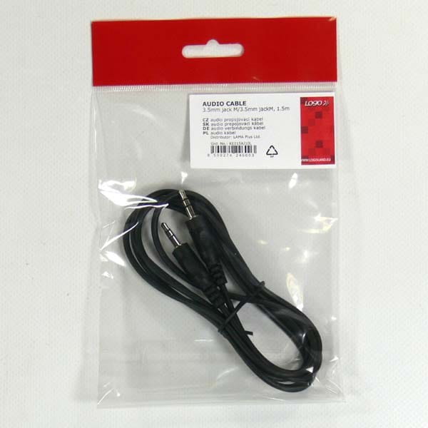 Kabel Jack (3,5mm) M- Jack (3,5mm) M, 1.5m, czarna, Logo