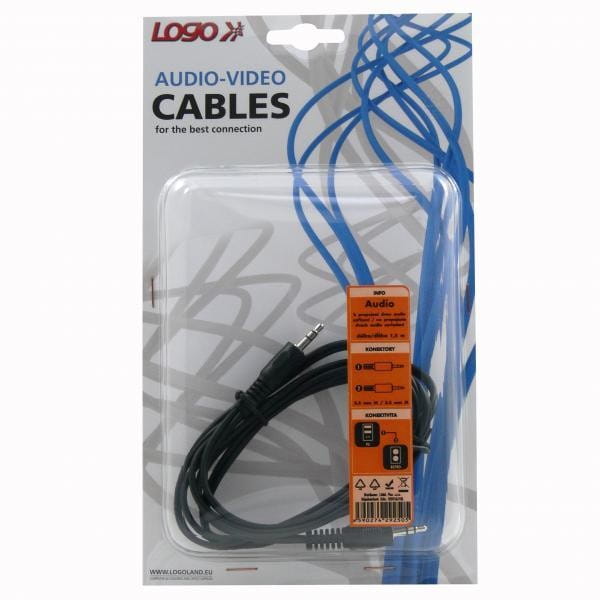 Kabel Jack (3,5mm) M- Jack (3,5mm) M, 1.5m, czarna, Logo, blistr