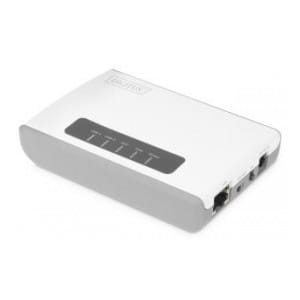 Serwer sieciowy DIGITUS wielofunkcyjny, bezprzewodowy 2-portowy, USB 2.0, 300Mbps
