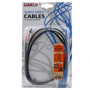 Audio Kabel 2x CINCH M - 2x CINCH M, 1.5m, czarna, Logo blistr