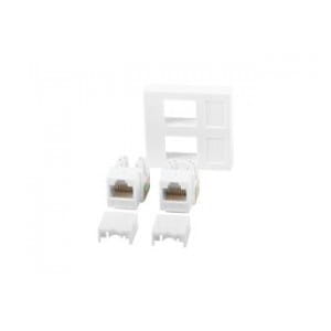 Gniazdo Lanberg 45x45 2x RJ45 + keystone kat.6 UTP białe