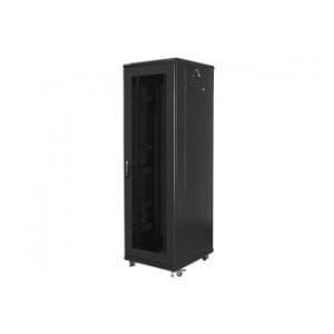 Szafa instalacyjna Rack stojąca 19" 42U 600x800 czarna drzwi perforowane Lanberg (flat pack)