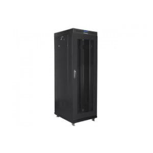 Szafa instalacyjna Rack stojąca 19" 37U 600x800 czarna drzwi perforowane LCD Lanberg (flat pack)