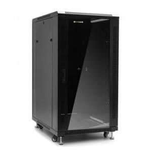Szafa serwerowa RACK 19" Netrack 22U/600x800mm, ZŁOŻONA, drzwi szklane, czarna