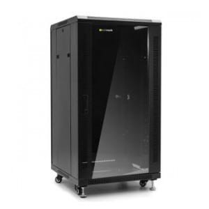 Szafa serwerowa RACK 19" Netrack 22U/600x600mm, ZŁOŻONA, drzwi szklane, czarna