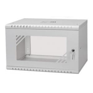 Szafa wisząca Rack 19" Netrack, ECO-Line, 6U/350mm, szara, drzwi przeszklone