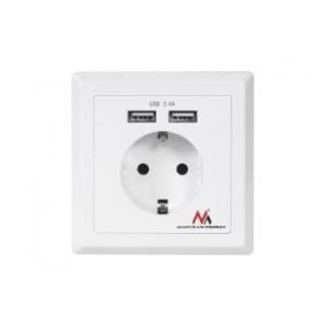 Gniazdko prądowe Maclean MCE237 do zabudowy 2xUSB 5V, 2,4A