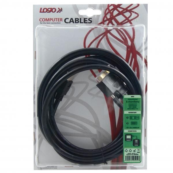 Kabel DVI (18+1) M- HDMI M, 3m, czarna, Logo, blistr