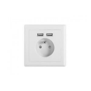Gniazdo podtynkowe Lanberg 230V pojedyncze + 2x USB 2.1 A francuskie