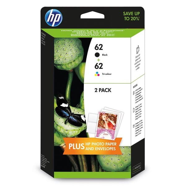 HP oryginalny zestaw tuszy N9J71AE, HP 62, black/color, 200/165s, 4.4.2005ml, HP value pack Envy 5640, 5644, 5660, 7640, Officejet