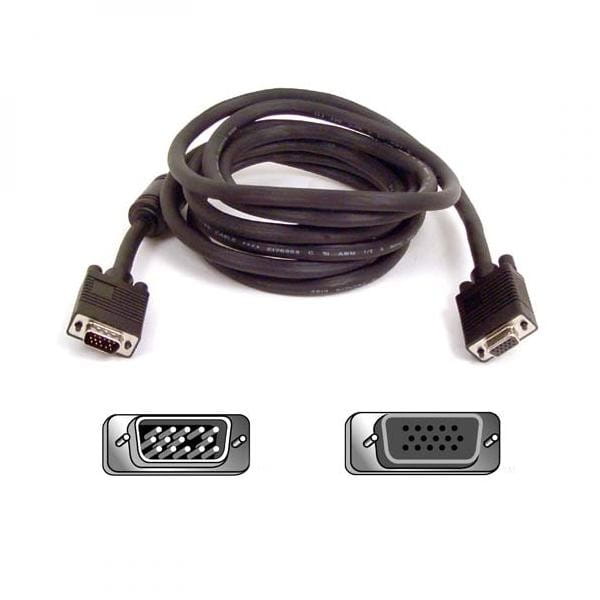 Kabel SVGA (15) M- SVGA (15) F, SVGA, 2m, chroniony, czarna