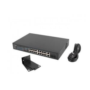 Switch niezarządzalny Lanberg 16x 100Mb PoE+/2x Combo Rack 19" Gigabit Ethernet 250W