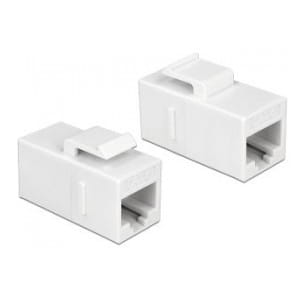 Łącznik Keystone Delock gniazdo RJ45 - RJ45 UTP kat.6 do puszki montażowej biały
