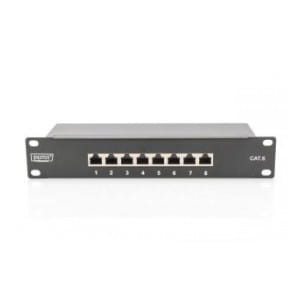 Patch panel DIGITUS 10" 8-portów RJ-45 Kat.6 ekranowany 1U kompletny LSA, wspornik kablowy, czarny