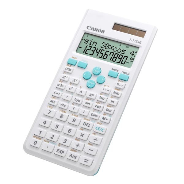 Canon Kalkulator F-715SG, biała, szkolny, 12 cyfr, obudowa z niebieskim wykończeniem