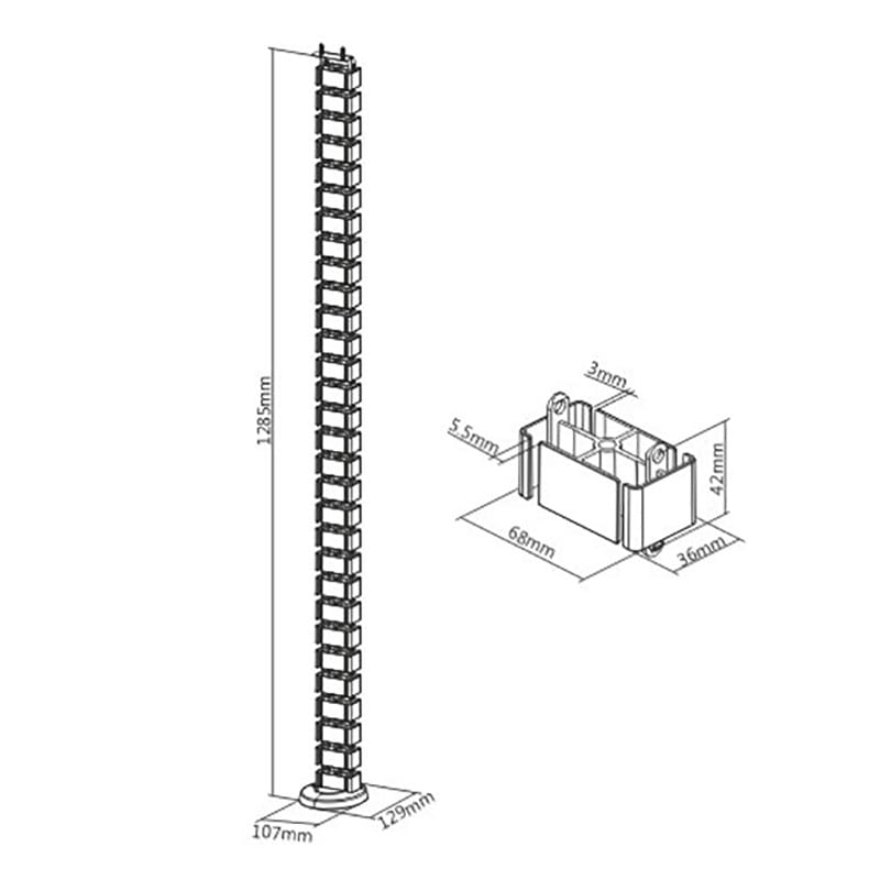 Organizer kabli, Maskownica do kabli regulowana, czarny, 1.3m, Powerton