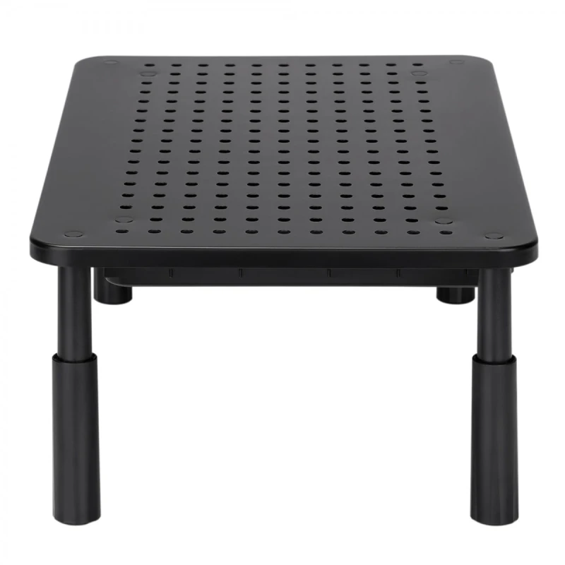 Podstawa pod monitor, regulowana wysokość, otwory wentylacyjne, szuflada, czarny, metal/ tworzywo, 20 kg nośność, Powerton, ergo