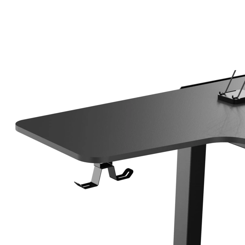ULTRADESK Biurko dla gracza elektycznie regulowany, podświetlenie RGB, uchwyt na słuchawki i napój