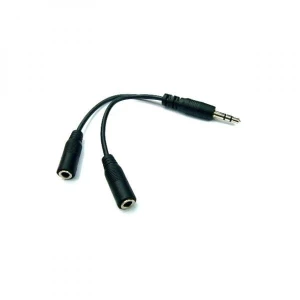 Audio rozgałęziacz, Jack (3,5mm) M - 2x Jack (3.5mm) F, 0.2 m, stereo, czarna, Logo przewodowa