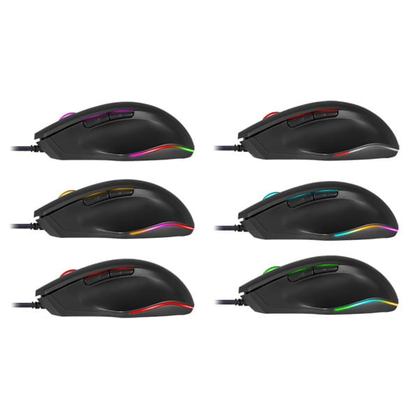 Defender Mysz Wolverine GM-700L RGB, 12800DPI, optyczna, 6kl., przewodowa USB, czarna, do gry, podświetlona