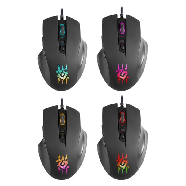 Defender Mysz Wolverine GM-700L RGB, 12800DPI, optyczna, 6kl., przewodowa USB, czarna, do gry, podświetlona