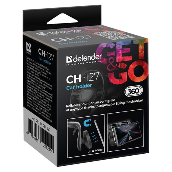 Defender do samochodu, ventGrip, czarno-srebrny, metal, na kratkę wentylacyjną, czarno-srebrna, telefon