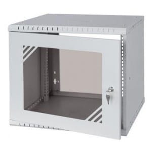 Szafa wisząca Rack 19" Netrack, ECO-Line 9U/450mm, szara, drzwi przeszklone - PO TEST