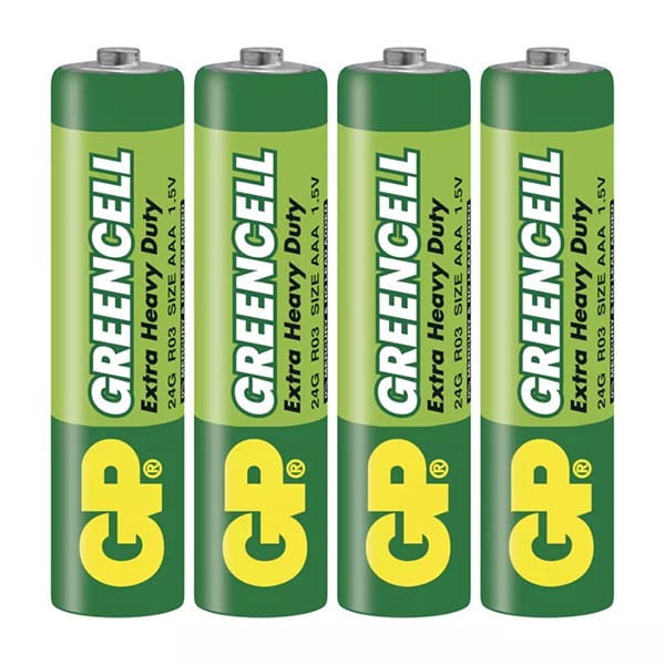 Bateria cynkowo-węglowa, AAA, 1.5V, GP, blistr, 4-pack, Greencell