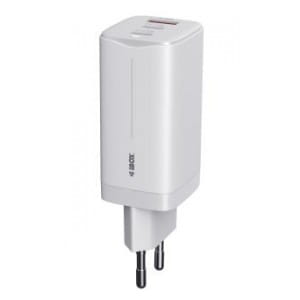 Ładowarka sieciowa GaN iBOX C-65 USB-C PD65W, kabel USB-C, White