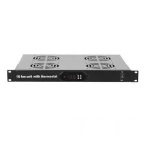 Panel wentylacyjny Netrack 19" 4F z przewodem i termostatem, czarny