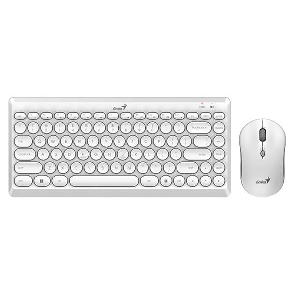 Genius LuxeMate Q8000, zestaw klawiatura z myszą optyczną bezprzewodową, 4x AAA, CZ/SK, klasyczna, 2.4 [Ghz], bezprzewodowa, biała