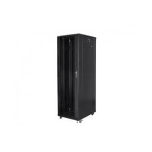 Szafa instalacyjna stojąca 19" 42U 800x800 drzwi szklane czarna Lanberg (złożona)